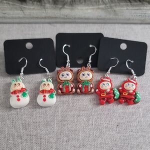 Cute Holiday Bunny Earring Trio